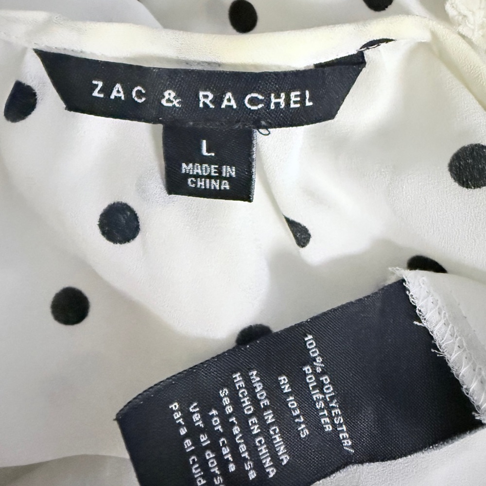 #5) Zac & Rachel White Blouse with Black Polka Dots & Button detail sleeve - Picture 6 of 6
